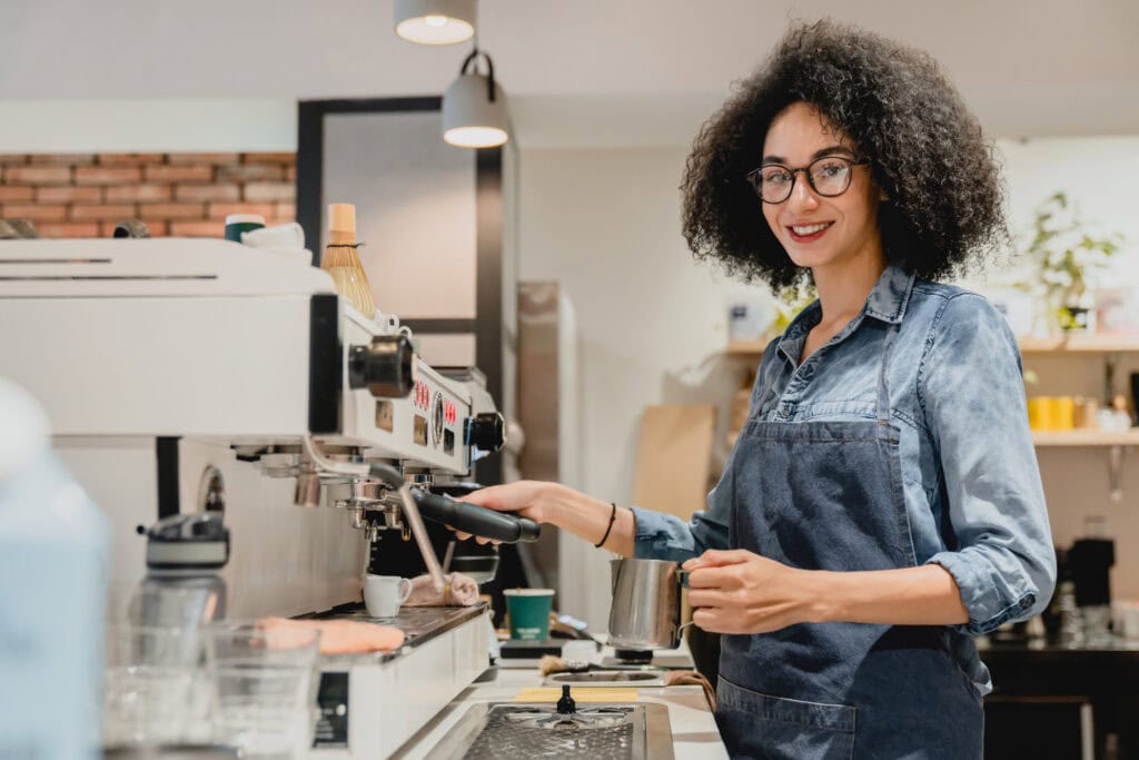 Barista making coffee